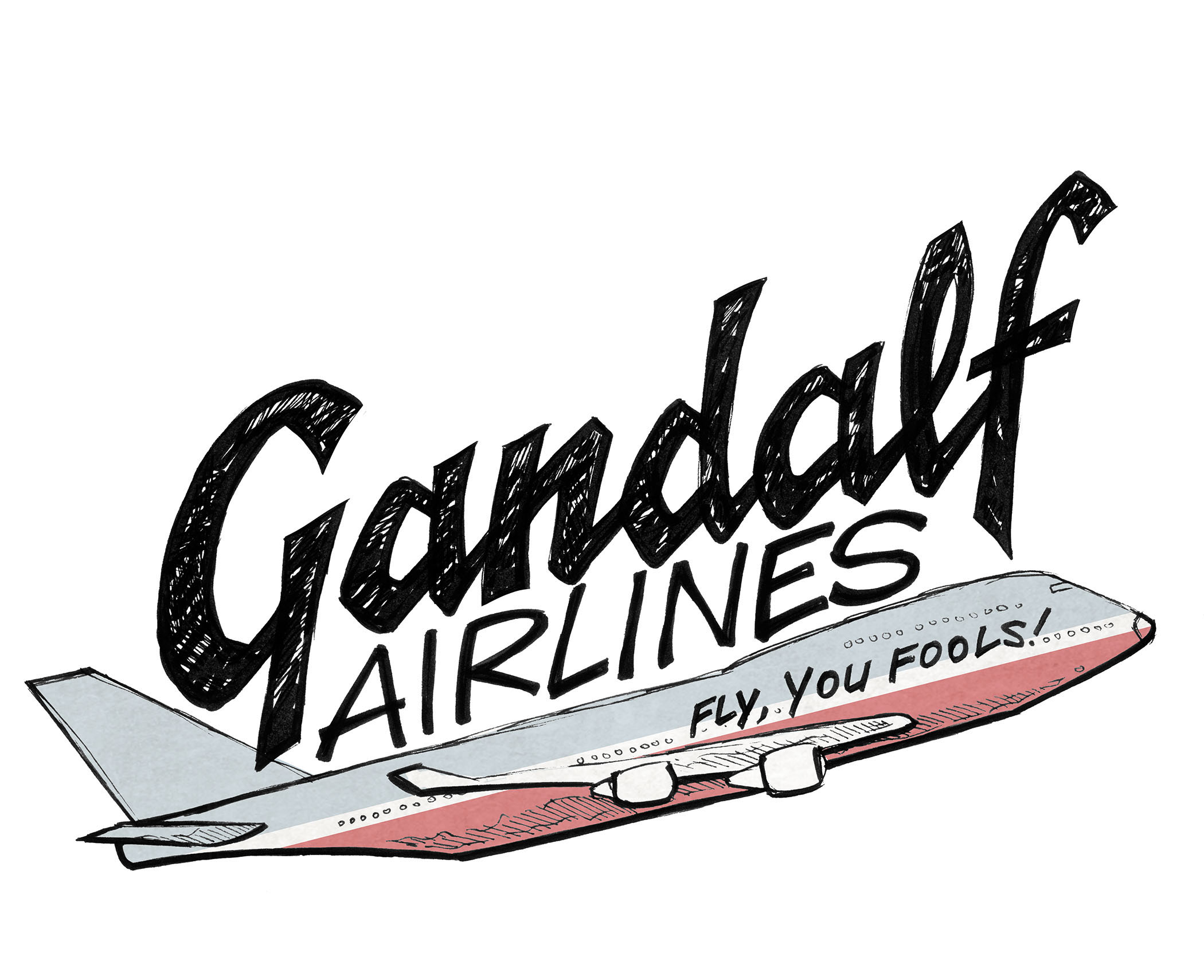 This comic applies Gandalf the Grey’s famous quotes with airline advertising. In bold text “Gandalf Airlines”, over a commercial airplane with the tagline “Fly, You Fools!” Written on the side.
Below, Gandalf with a wide grin holds up two sodas.
“We’re the servants of the secret fire…AND YOU!”
“It is the small, everyday deeds of ordinary folk that keep the darkness at bay. …Which is why we offer TWO sodas per flight!”
At the bottom in smaller text: “LEGAL NOTICE: Our planes are never late - nor are they early. They arrive precisely when they mean to.”
Want 5,000 more comics like this? Join us at Patreon.com/sheldoncomics for the *FULL* Sheldon archives, art giveaways, fun community, and more! Sheldon Comics copyright Dave Kellett. Colors by Beth Reidmiller