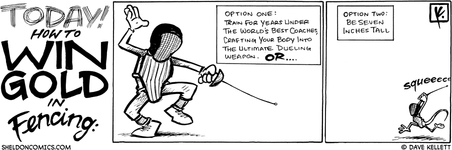 Sheldon Fencing How do you win Gold in Fencing? - Sheldon® Comic Strip