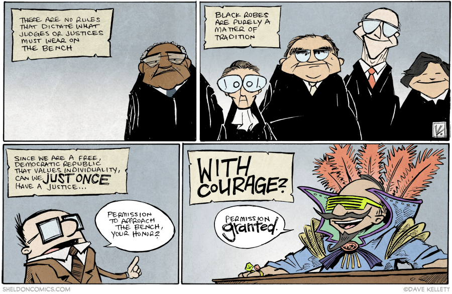 You probably didn't know why judges wear black... Sheldon® Comic Strip